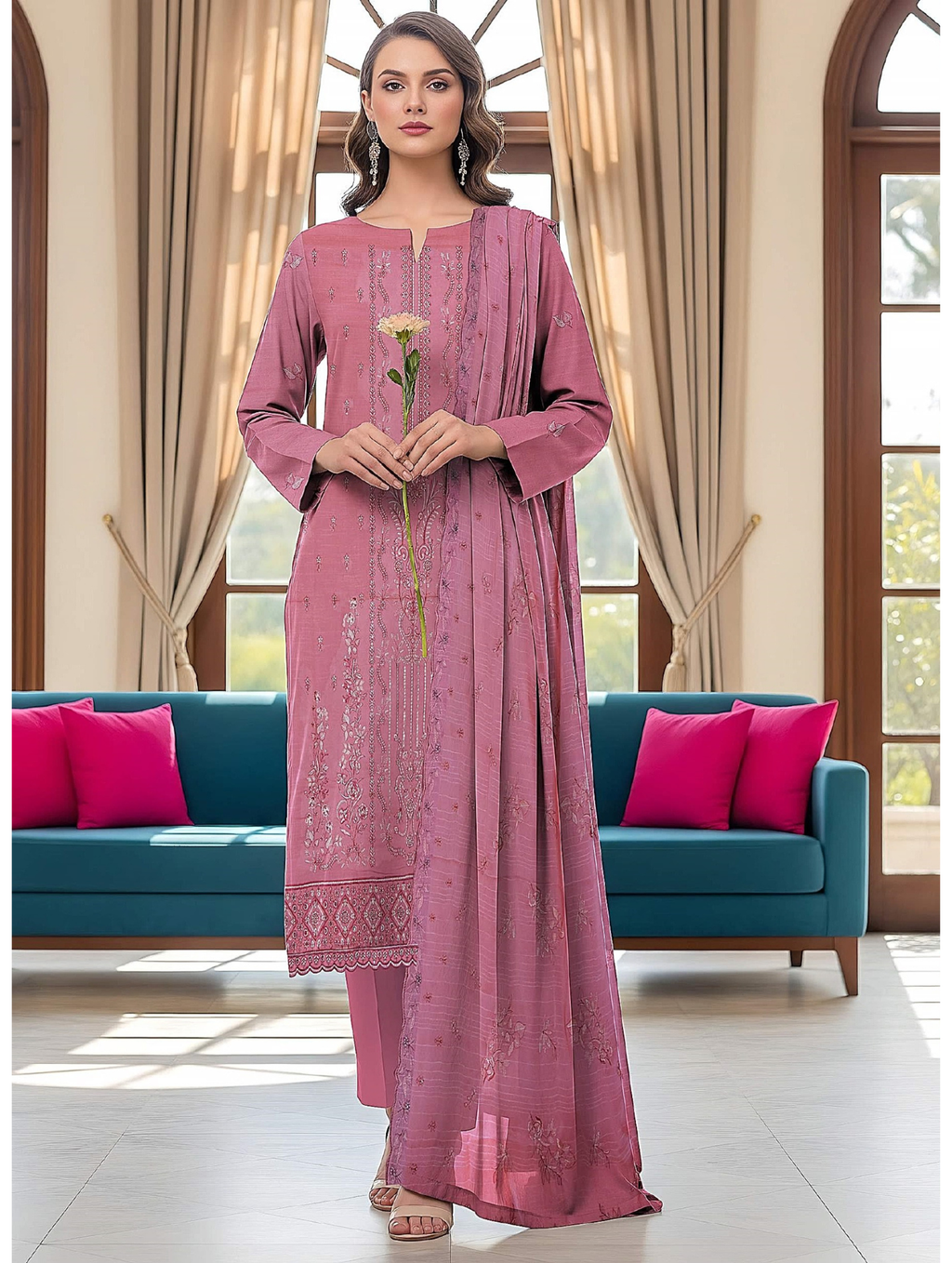 Abeer عبیر — 3-Piece Unstitched Embroidered Lawn Collection with Chiffon Dupatta