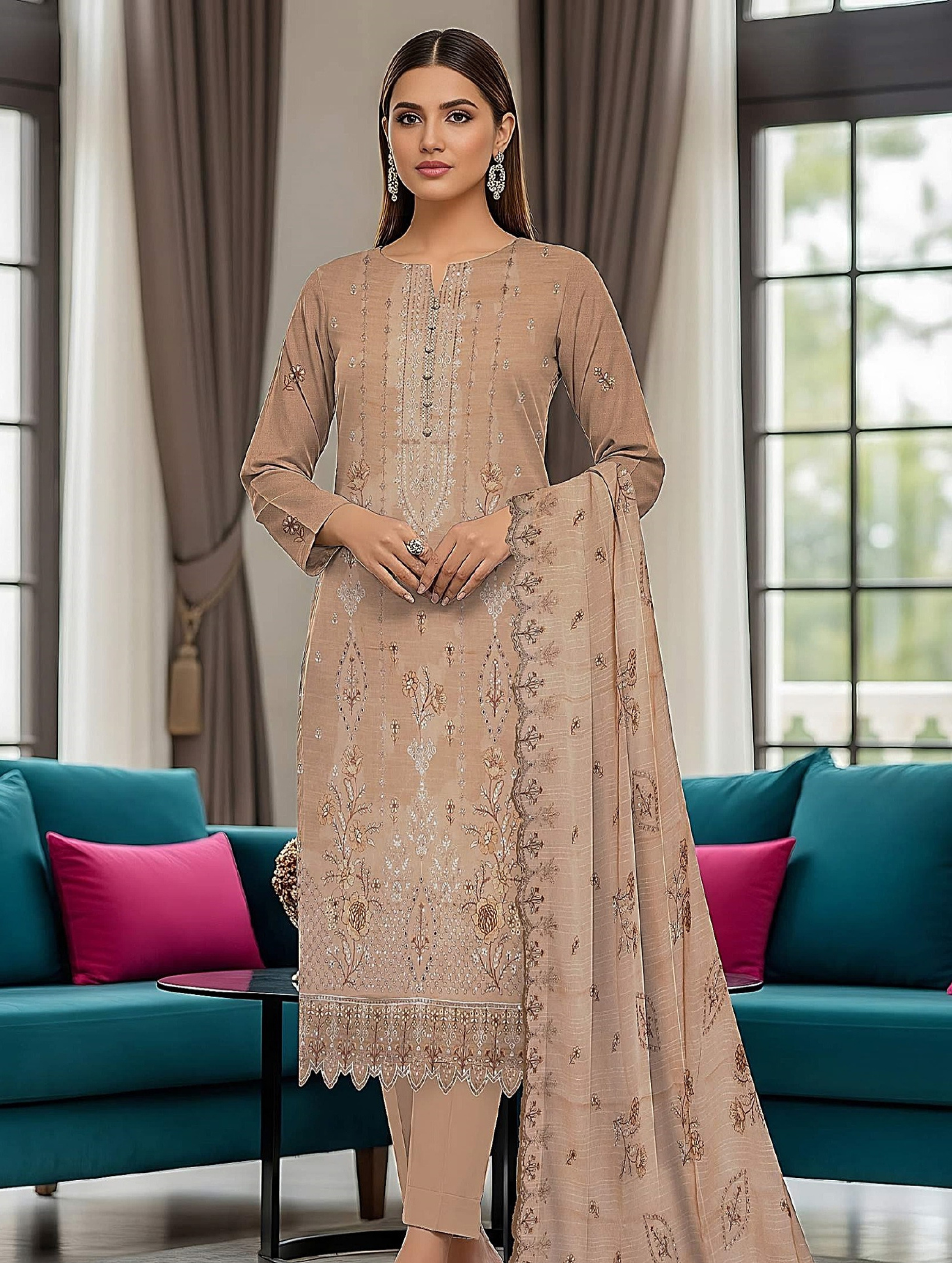 Abeer عبیر — 3-Piece Unstitched Embroidered Lawn Collection with Chiffon Dupatta