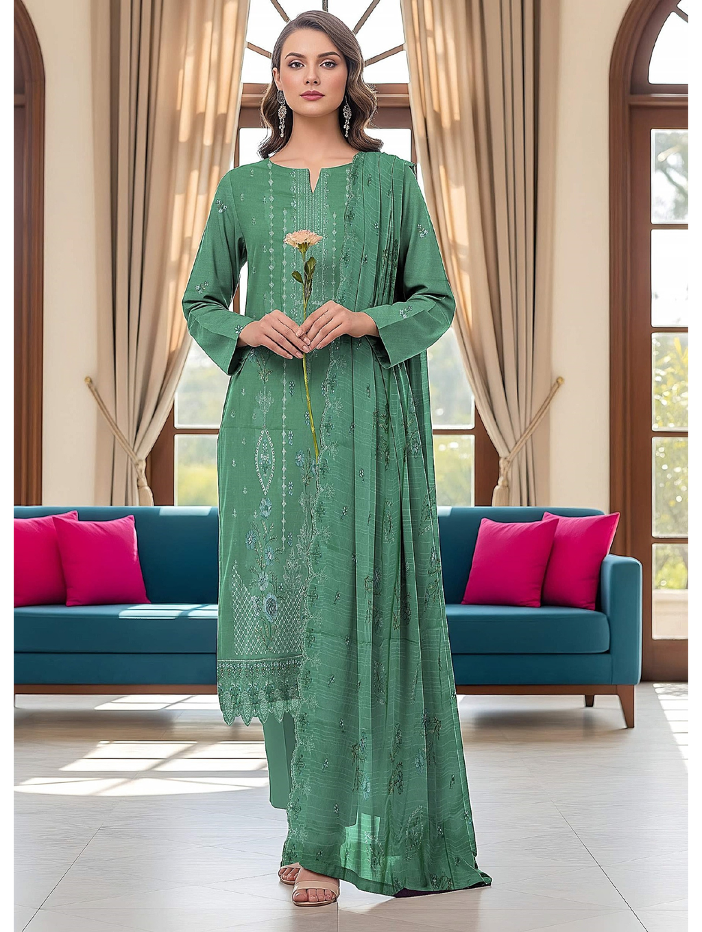 Abeer عبیر — 3-Piece Unstitched Embroidered Lawn Collection with Chiffon Dupatta