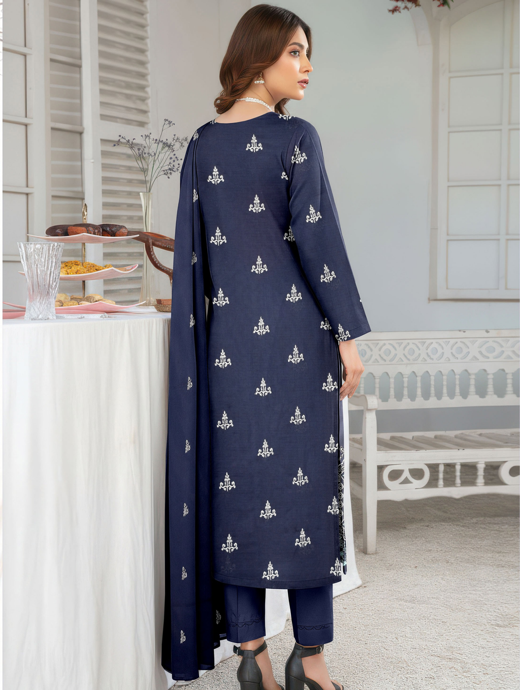 Elegant by Naubahar | Women's Embroidered Lawn 3-Piece Suit | Dyed Lawn Shirt, Crinkle Chiffon Dupatta & Cambric Trouser