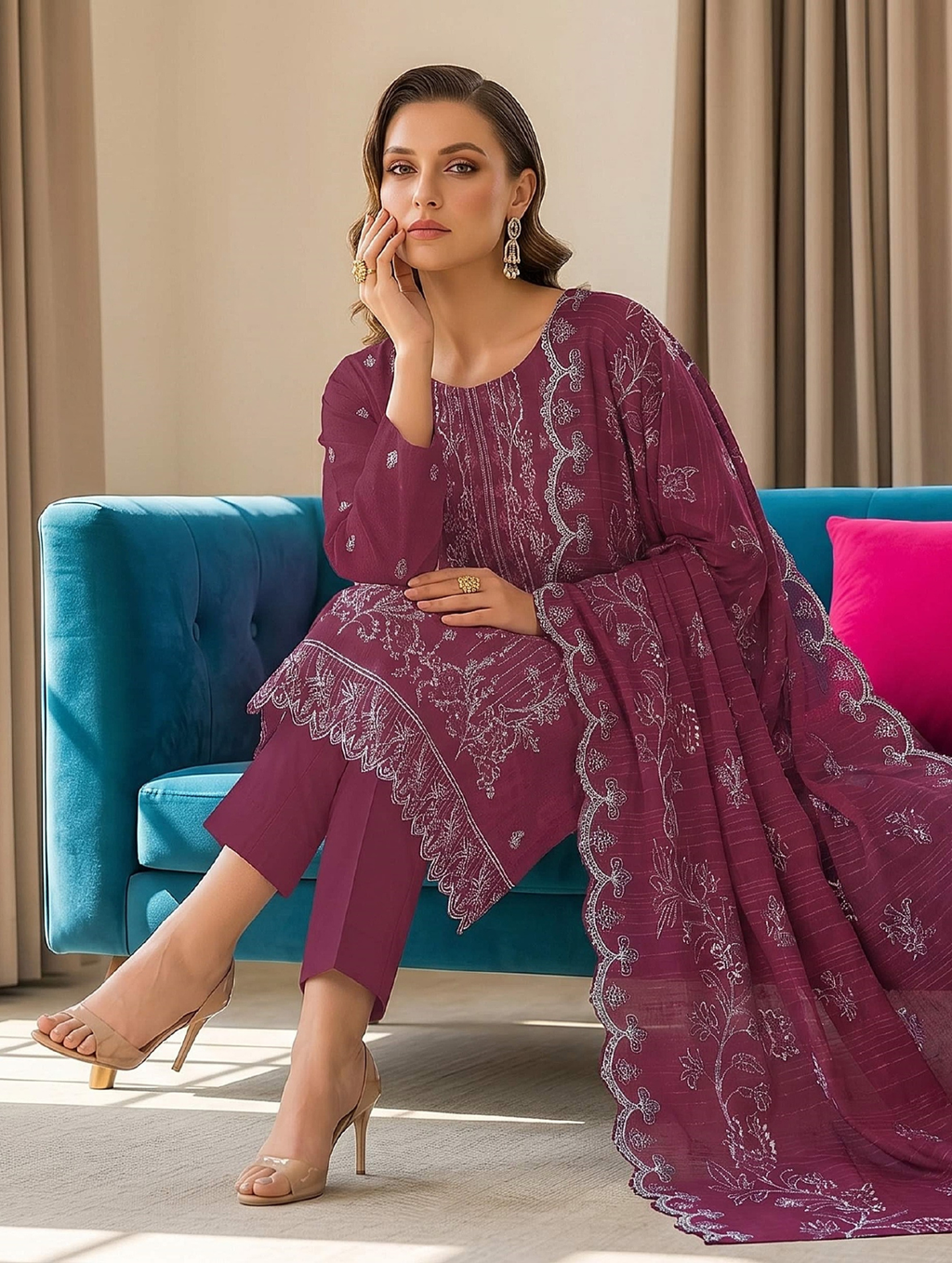 Abeer عبیر — 3-Piece Unstitched Embroidered Lawn Collection with Chiffon Dupatta