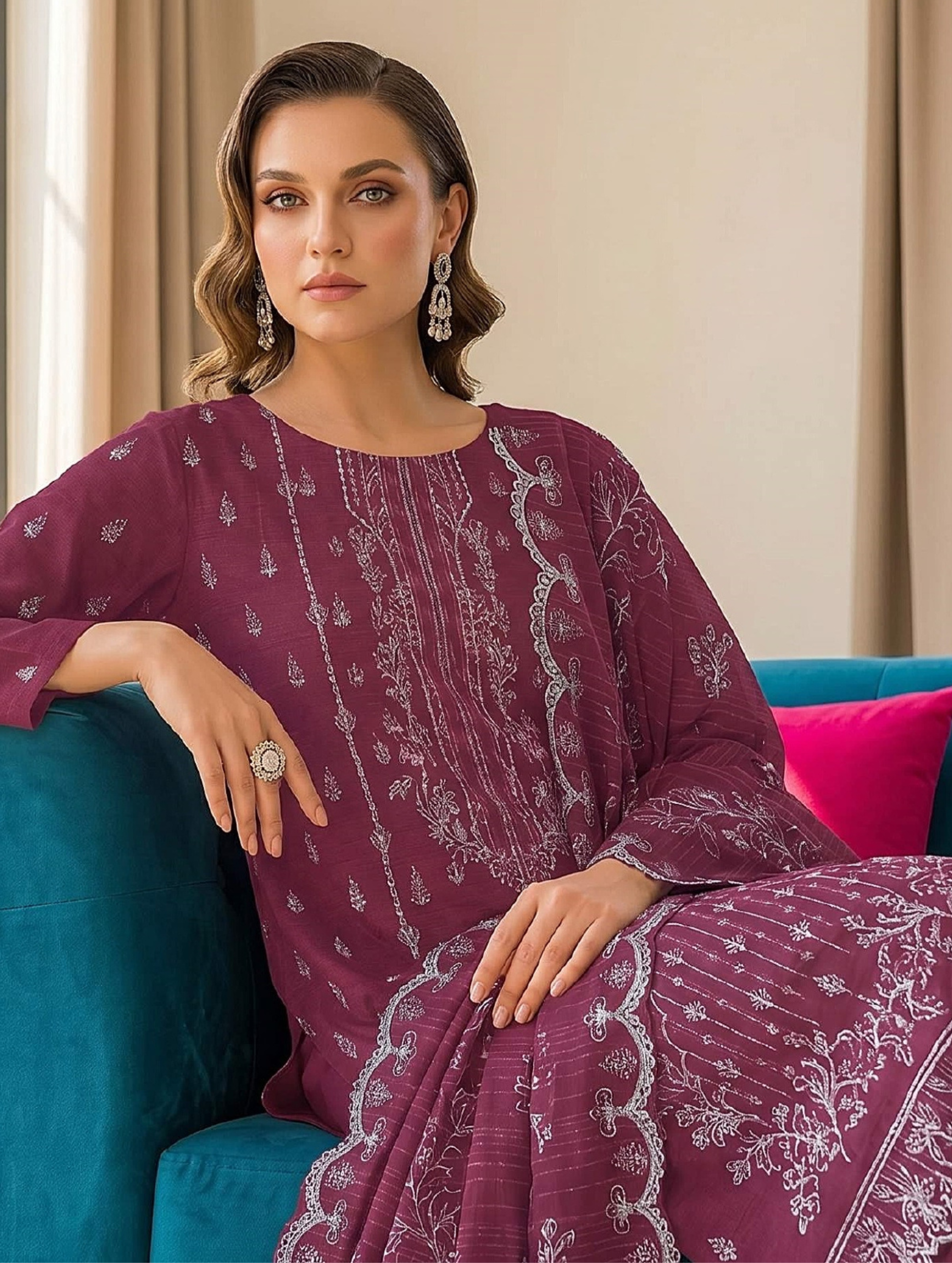 Abeer عبیر — 3-Piece Unstitched Embroidered Lawn Collection with Chiffon Dupatta