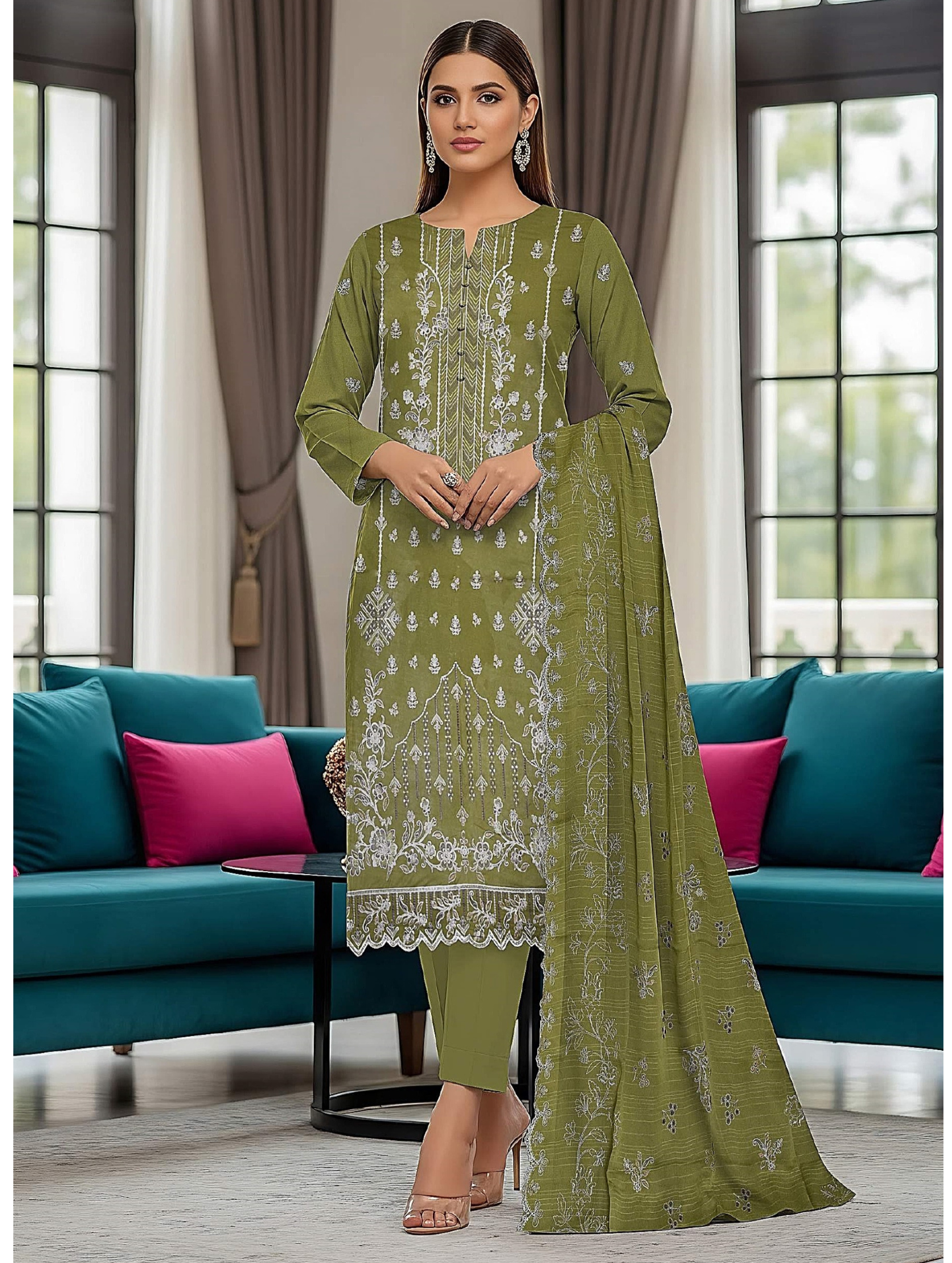 Abeer عبیر — 3-Piece Unstitched Embroidered Lawn Collection with Chiffon Dupatta