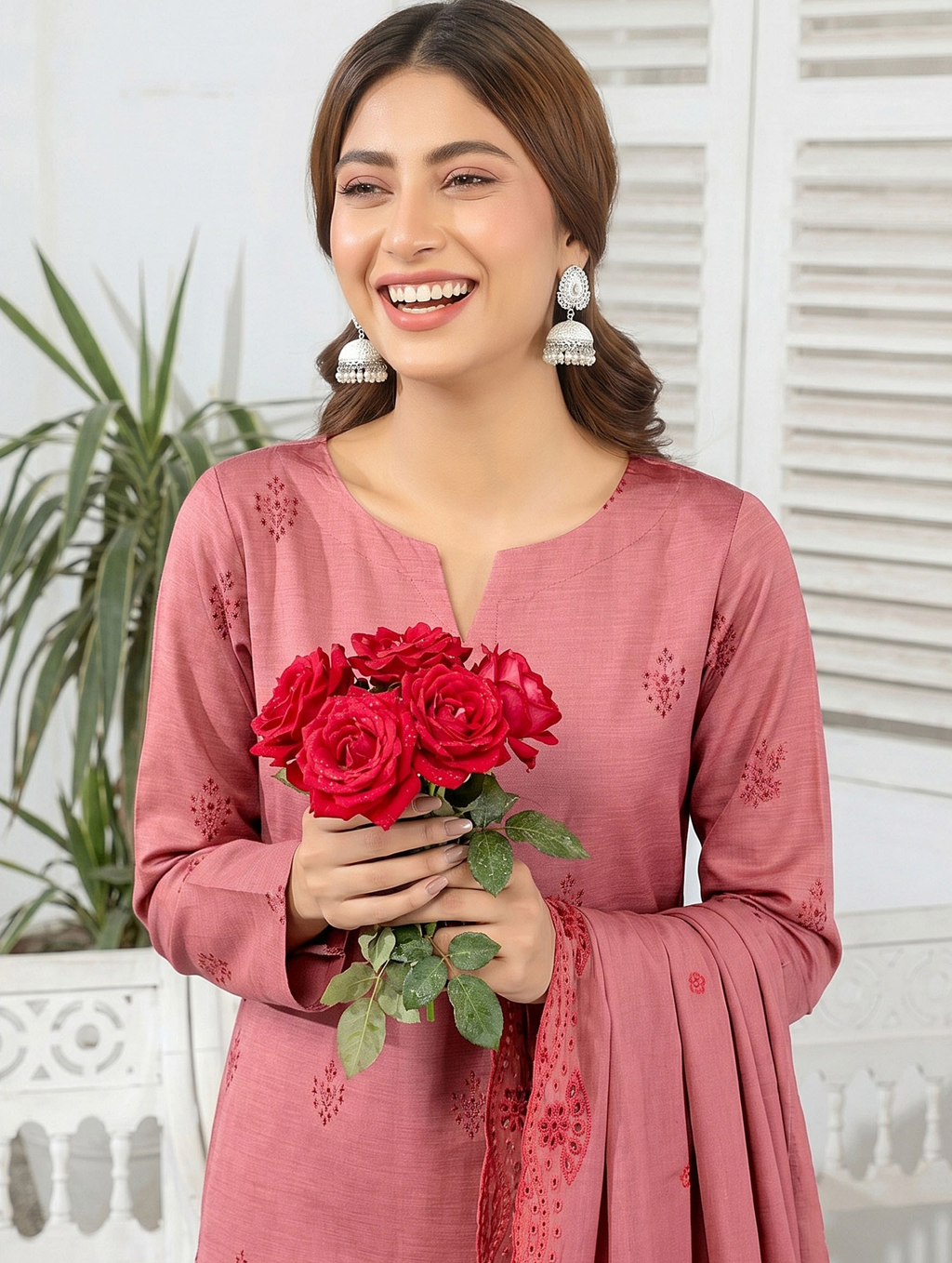 Elegant by Naubahar | Women's Embroidered Lawn 3-Piece Suit | Dyed Lawn Shirt, Crinkle Chiffon Dupatta & Cambric Trouser