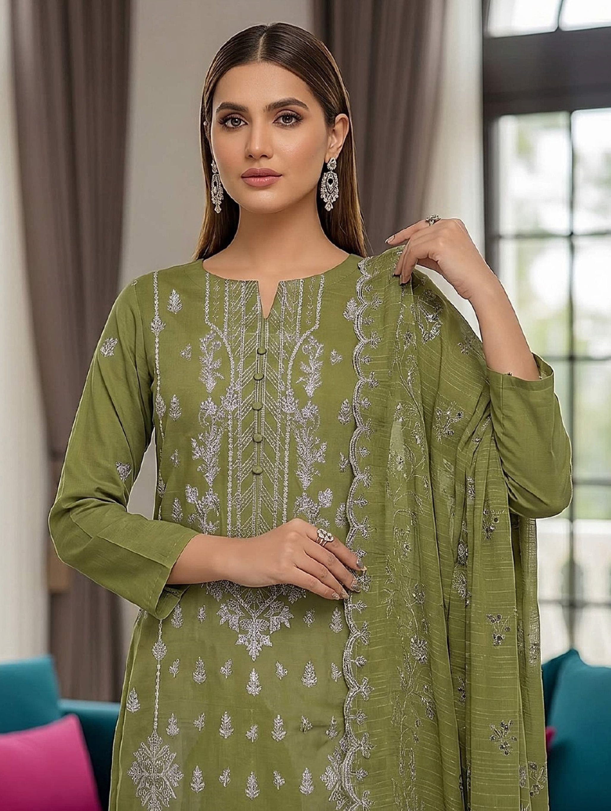 Abeer عبیر — 3-Piece Unstitched Embroidered Lawn Collection with Chiffon Dupatta