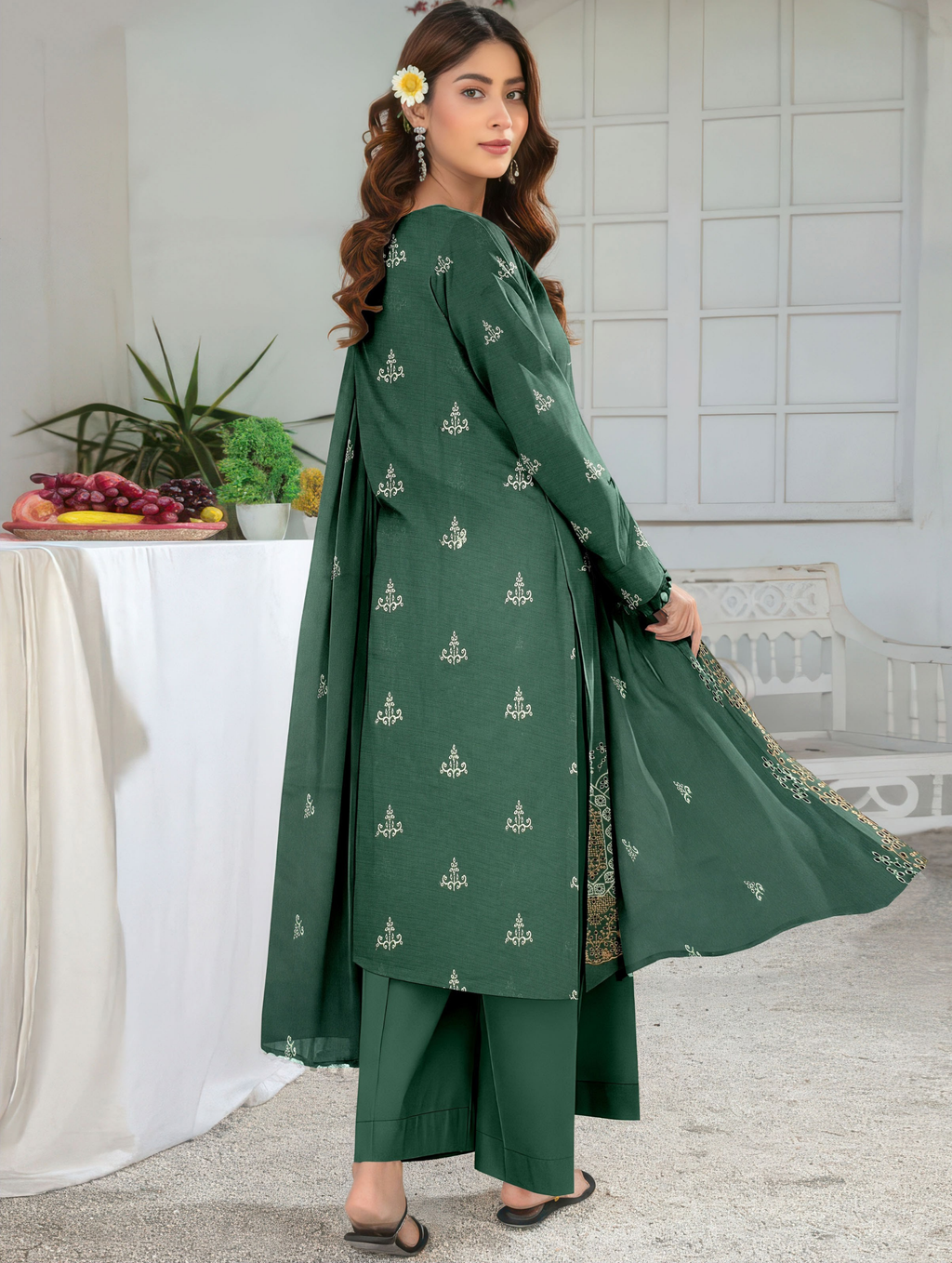 Elegant by Naubahar | Women's Embroidered Lawn 3-Piece Suit | Dyed Lawn Shirt, Crinkle Chiffon Dupatta & Cambric Trouser