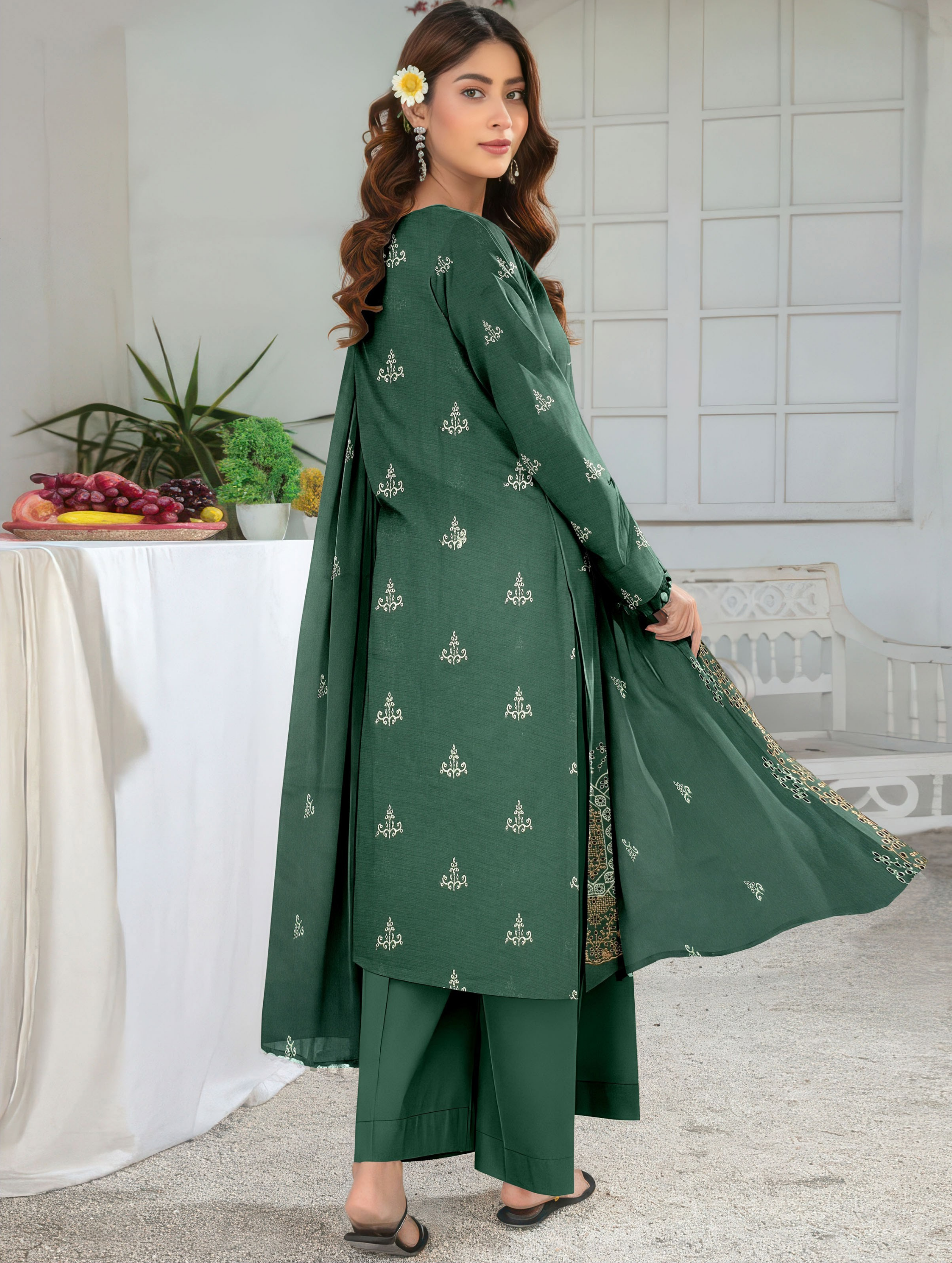 Elegant by Naubahar | Women's Embroidered Lawn 3-Piece Suit | Dyed Lawn Shirt, Crinkle Chiffon Dupatta & Cambric Trouser