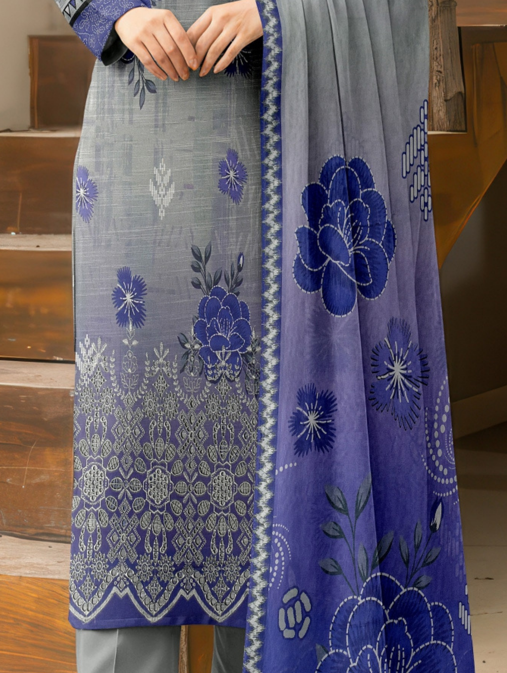 Dark Bloom — 3-Piece Unstitched Embroidered Lawn Collection with Premium Voile Dupatta