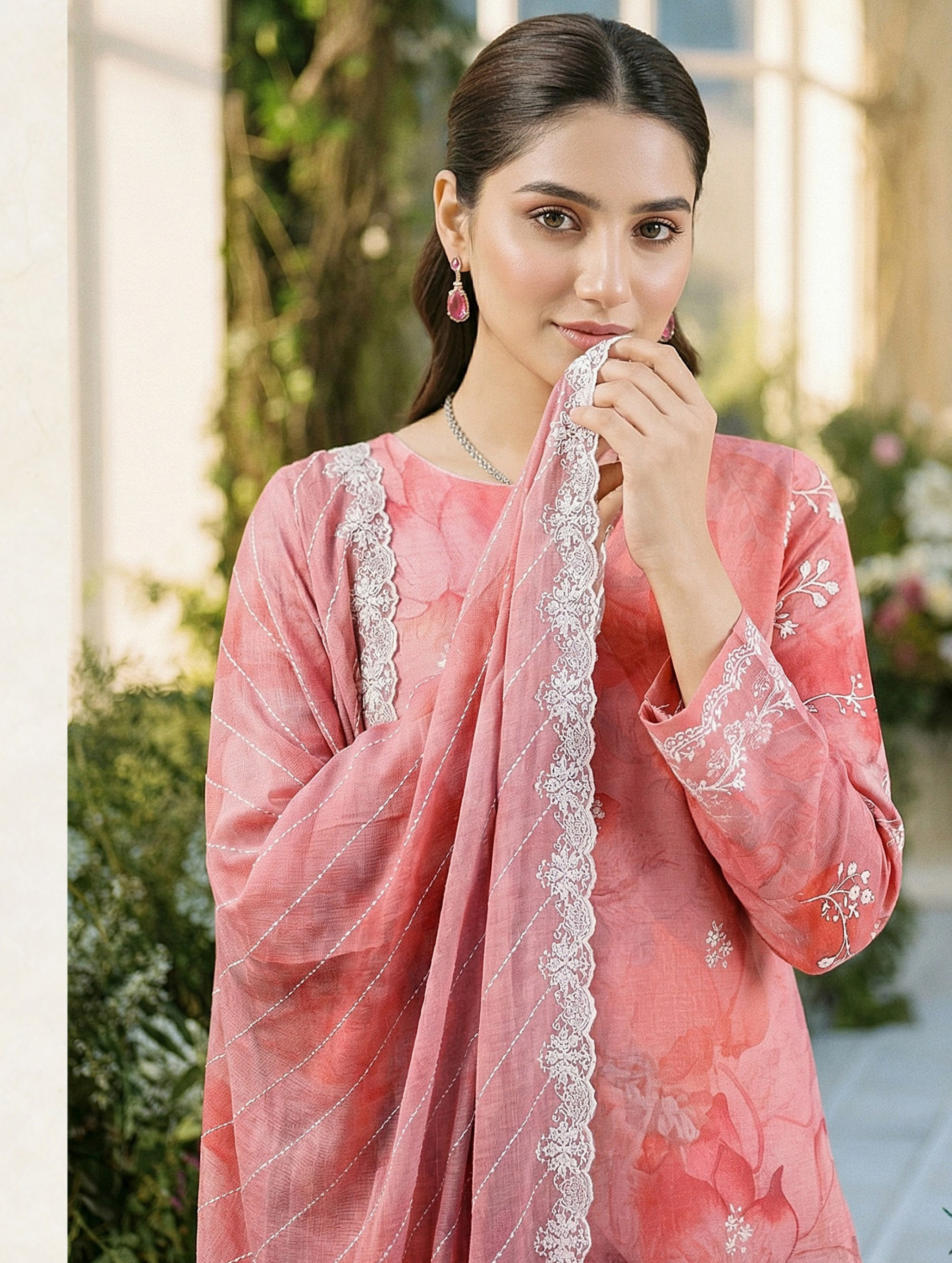 Masakali by Naubahar | Printed Lawn 3-Piece Suit | Printed Lawn Shirt, Embroidered Crinkle Chiffon Dupatta & Cambric Trouser