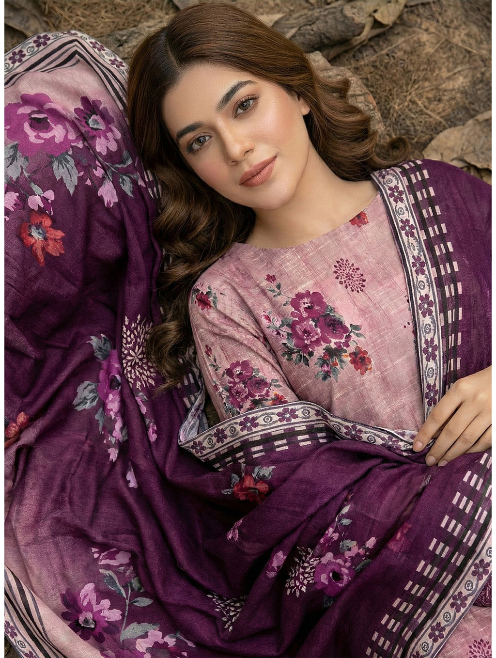 Dark Bloom — 3-Piece Unstitched Embroidered Lawn Collection with Premium Voile Dupatta