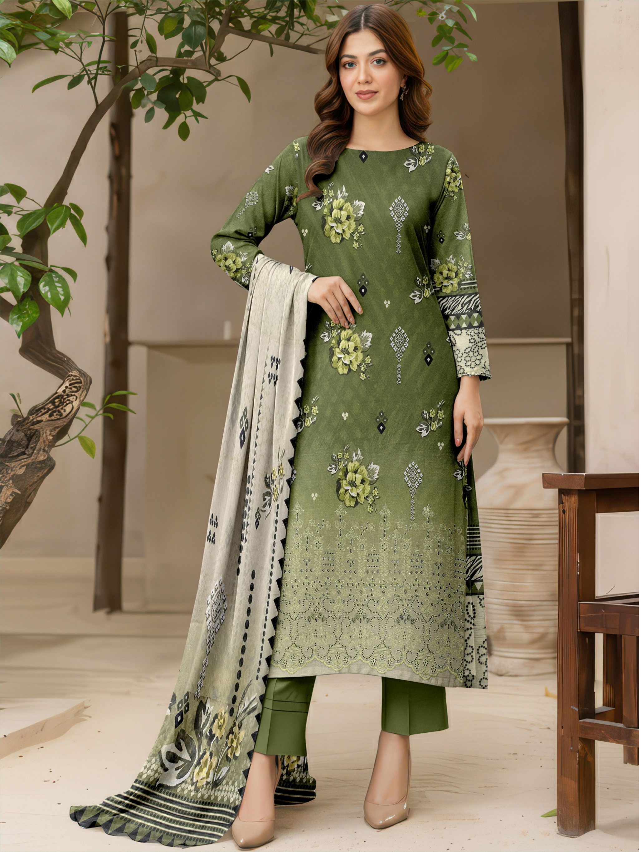 Dark Bloom — 3-Piece Unstitched Embroidered Lawn Collection with Premium Voile Dupatta
