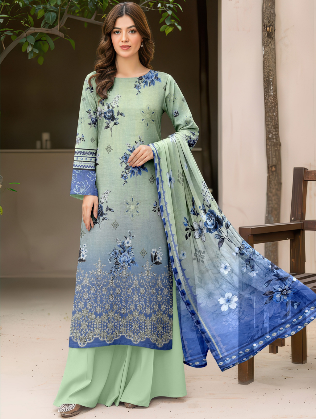 Dark Bloom — 3-Piece Unstitched Embroidered Lawn Collection with Premium Voile Dupatta