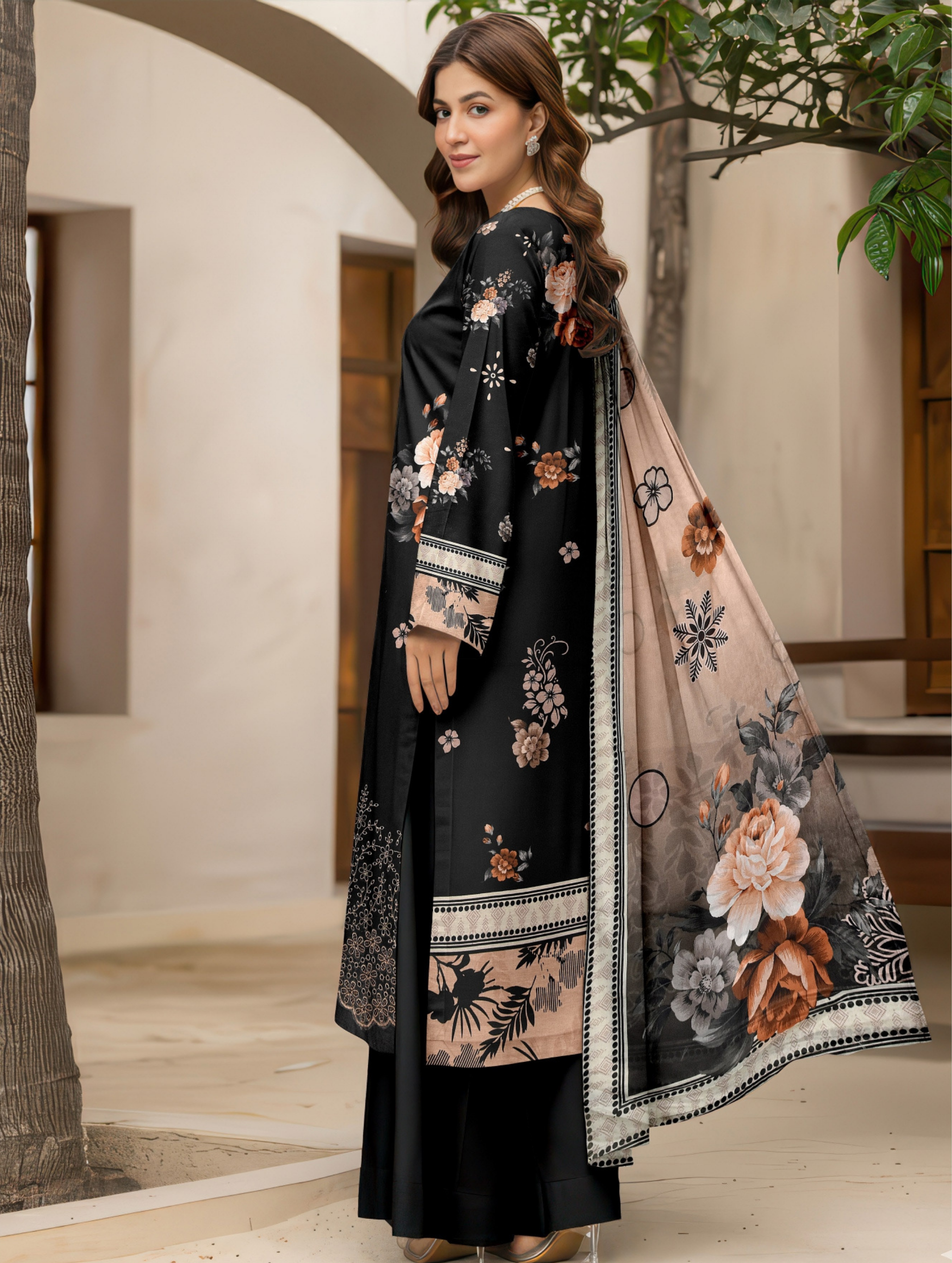 Dark Bloom — 3-Piece Unstitched Embroidered Lawn Collection with Premium Voile Dupatta