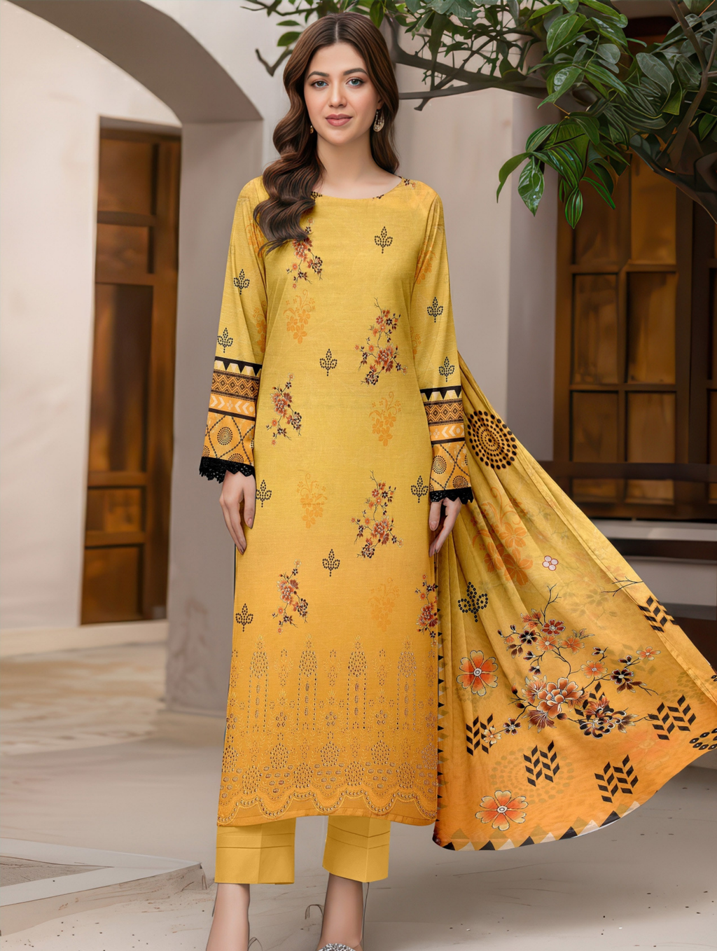 Dark Bloom — 3-Piece Unstitched Embroidered Lawn Collection with Premium Voile Dupatta