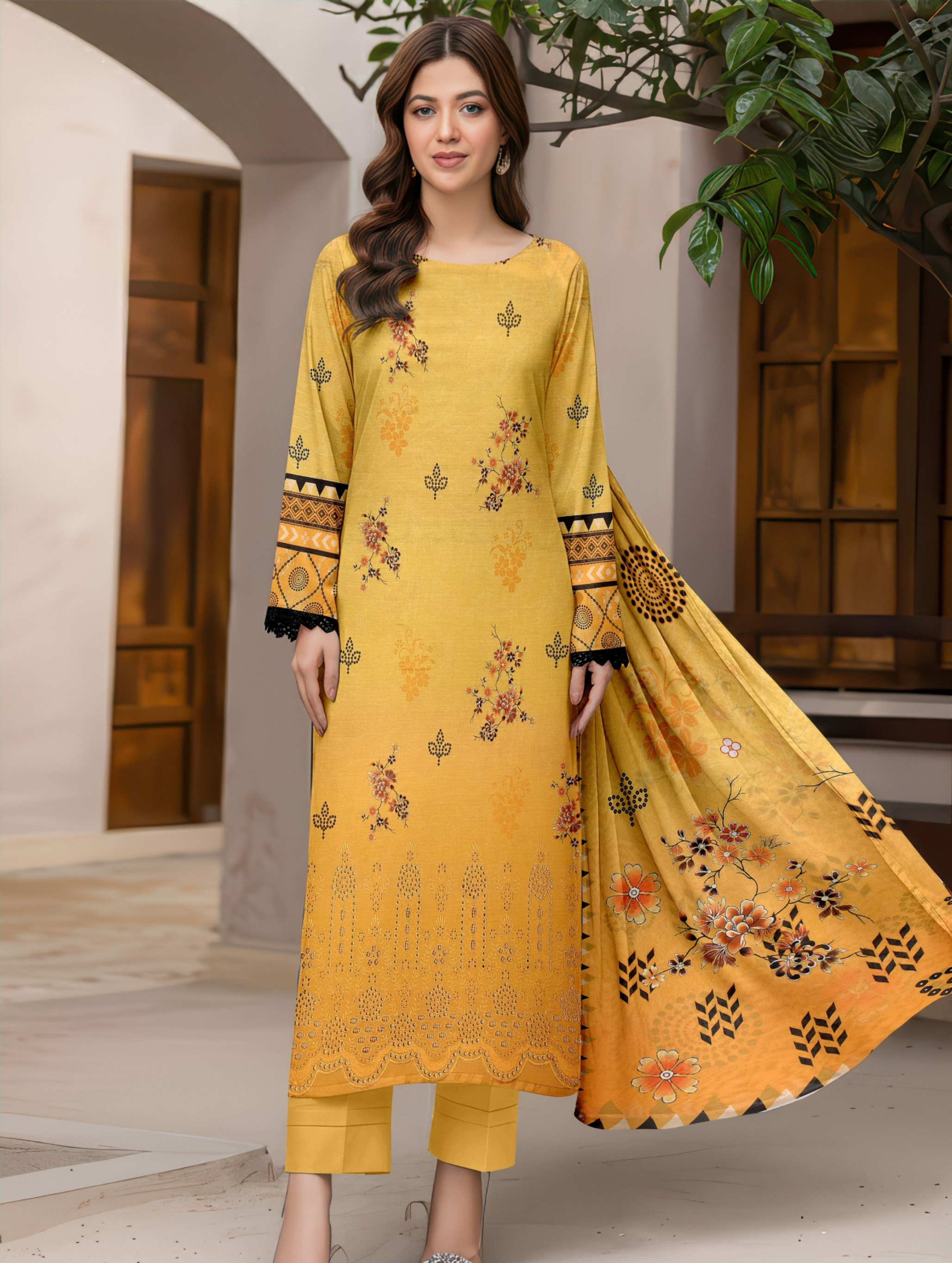 Dark Bloom — 3-Piece Unstitched Embroidered Lawn Collection with Premium Voile Dupatta